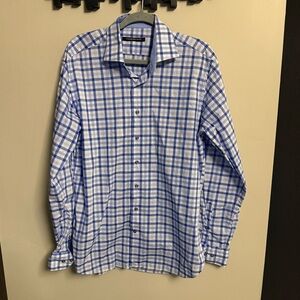 Hammer Made Men’s Blue & White Plaid Button-Down Shirt- size Large